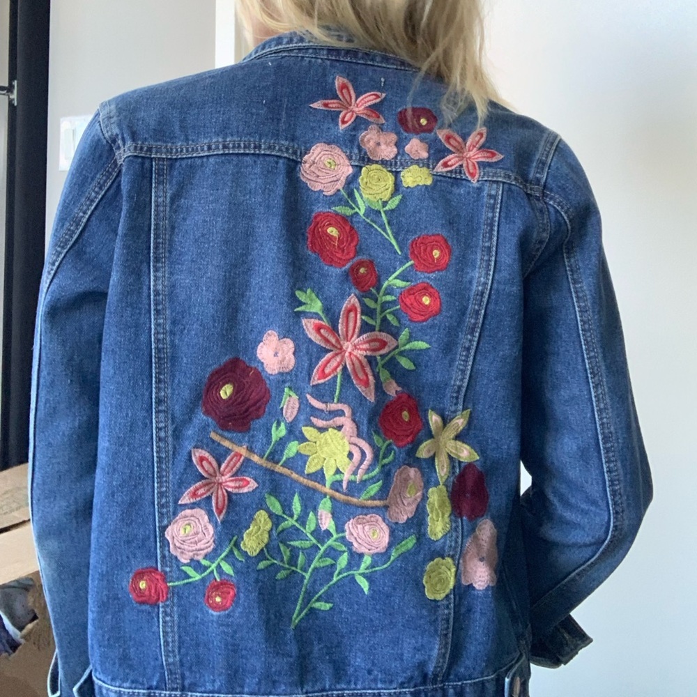 Floral embroidered Urban Outfitters jean jacket